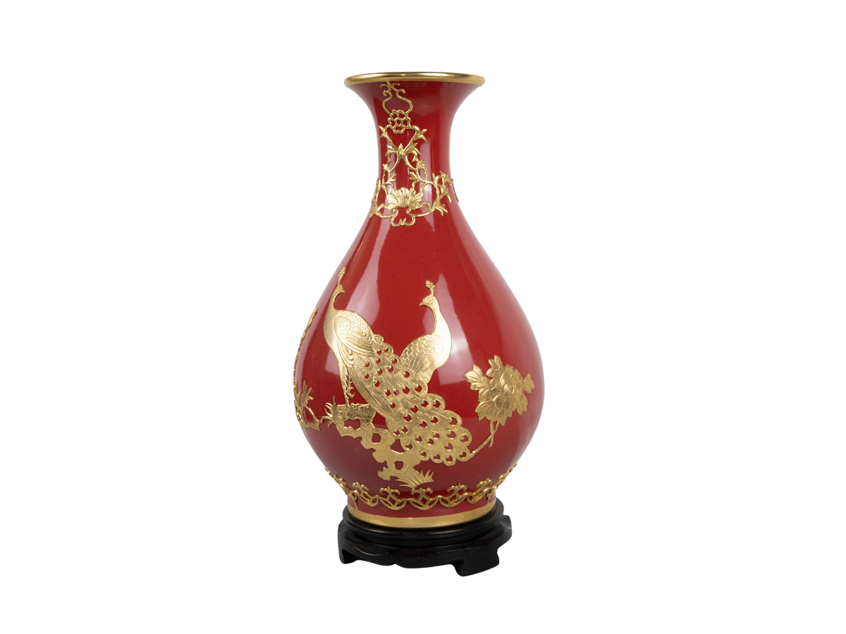 中国红玉壶春瓶